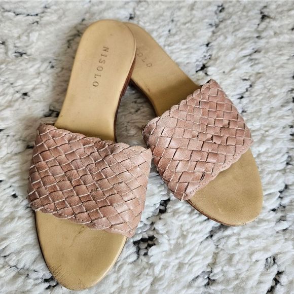Nisolo Shoes - Nisolo Isla Woven Slide in Desert Rose, sz 5